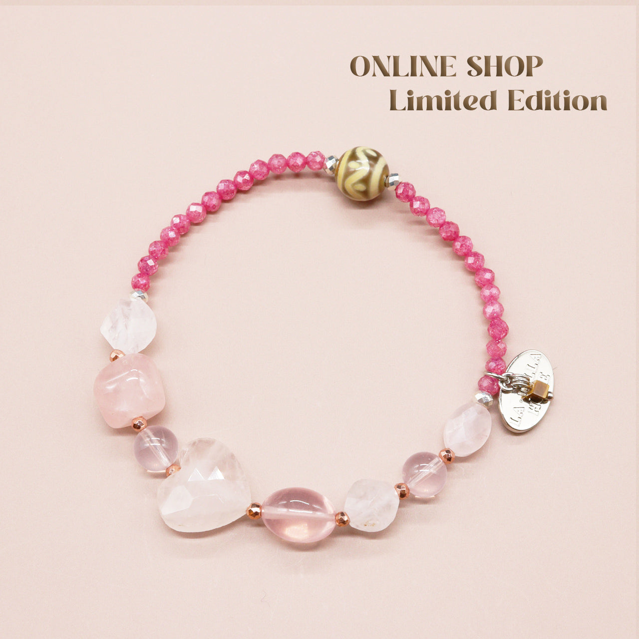 ONLINE SHOP限定】【Blooming Pink Roses】三眼天珠×ローズクォーツ