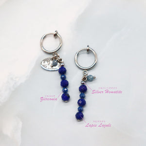 [Starry Sky Fragment] Lapis Lazuli x Zirconia Earrings