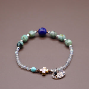【Be Loved Turquoise】ターコイズ×ラピスラズリ×アフリカンターコイズ×ラブラドライト ブレスレット