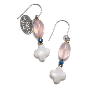 【Blooming Pink Roses】ローズクォーツ×クォーツァイト×ジルコニア ピアス
