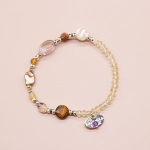 【Like a Honey Candy】水紋天珠×シトリン×アメトリン×バロックパール ブレスレット