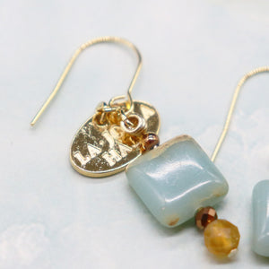 【Like a Honey Candy】シトリン×インプレッションストーン ピアス