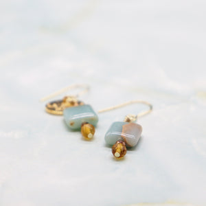 【Like a Honey Candy】シトリン×インプレッションストーン ピアス