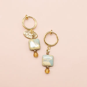 【Like a Honey Candy】シトリン×インプレッションストーン イヤリング