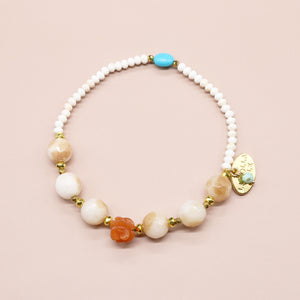 [Be Loved Turquoise] Kingman Turquoise x Orange Aventurine x Magnesite Bracelet