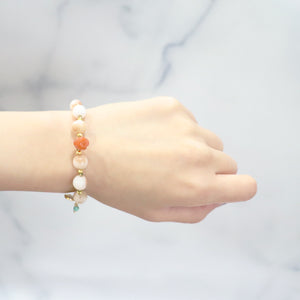 [Be Loved Turquoise] Kingman Turquoise x Orange Aventurine x Magnesite Bracelet