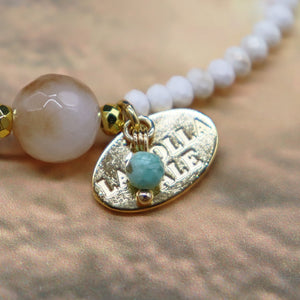 [Be Loved Turquoise] Kingman Turquoise x Orange Aventurine x Magnesite Bracelet