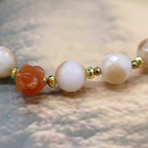 [Be Loved Turquoise] Kingman Turquoise x Orange Aventurine x Magnesite Bracelet