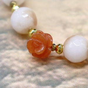 [Be Loved Turquoise] Kingman Turquoise x Orange Aventurine x Magnesite Bracelet