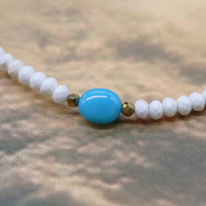 [Be Loved Turquoise] Kingman Turquoise x Orange Aventurine x Magnesite Bracelet