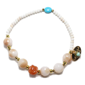 [Be Loved Turquoise] Kingman Turquoise x Orange Aventurine x Magnesite Bracelet