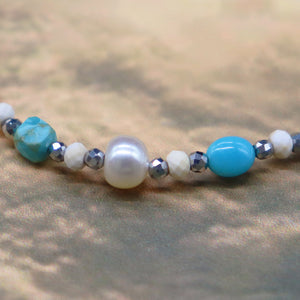 【Be Loved Turquoise】キングマンターコイズ×ターコイズ×スモーキークォーツ ブレスレット