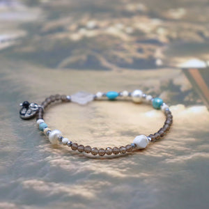 【Be Loved Turquoise】キングマンターコイズ×ターコイズ×スモーキークォーツ ブレスレット
