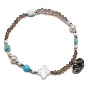 【Be Loved Turquoise】キングマンターコイズ×ターコイズ×スモーキークォーツ ブレスレット