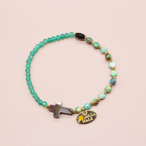 【Be Loved Turquoise】ターコイズ×マザーオブパール×グリーンアゲート ブレスレット