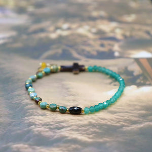 【Be Loved Turquoise】ターコイズ×マザーオブパール×グリーンアゲート ブレスレット