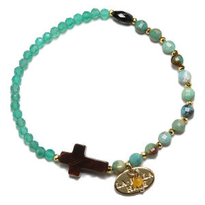 【Be Loved Turquoise】ターコイズ×マザーオブパール×グリーンアゲート ブレスレット