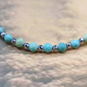 [Be Loved Turquoise] Water Motif Dzi Bead x Turquoise Bracelet