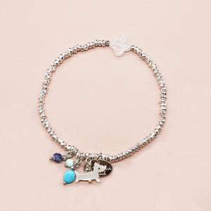 【Be Loved Turquoise】キングマンターコイズ×マザーオブパール×シルバーヘマタイト ブレスレット
