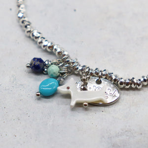 【Be Loved Turquoise】キングマンターコイズ×マザーオブパール×シルバーヘマタイト ブレスレット