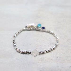 【Be Loved Turquoise】キングマンターコイズ×マザーオブパール×シルバーヘマタイト ブレスレット