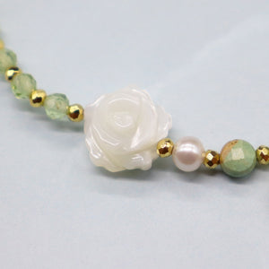 [Be Loved Turquoise] Turquoise x Peridot x Mother of Pearl Bracelet