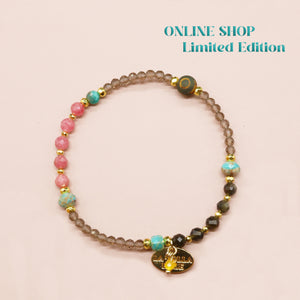 [ONLINE SHOP Exclusive] [Be Loved Turquoise] Three-Eyed Dzi Bead x Turquoise x Smoky Quartz Bracelet