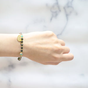 [ONLINE SHOP Exclusive] [Be Loved Turquoise] Three-Eyed Dzi Bead x Turquoise x Smoky Quartz Bracelet