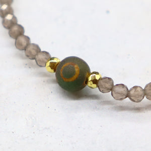 [ONLINE SHOP Exclusive] [Be Loved Turquoise] Three-Eyed Dzi Bead x Turquoise x Smoky Quartz Bracelet