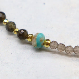 [ONLINE SHOP Exclusive] [Be Loved Turquoise] Three-Eyed Dzi Bead x Turquoise x Smoky Quartz Bracelet