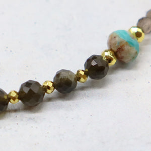 [ONLINE SHOP Exclusive] [Be Loved Turquoise] Three-Eyed Dzi Bead x Turquoise x Smoky Quartz Bracelet