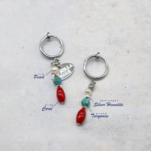 [Be Loved Turquoise] Turquoise x Coral x Pearl Earrings