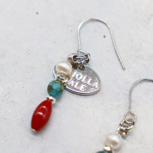 [Be Loved Turquoise] Turquoise x Coral x Pearl Earrings