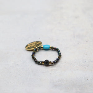 [Be Loved Turquoise] Kingman Turquoise x Onyx x Black Spinel Ring