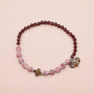 【Open the Jewelry Box!】ガーネット×ピンクトルマリンインシリカ×マザーオブパール ブレスレット