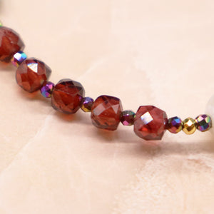 [Open the Jewelry Box!] Water Ripple Dzi Bead x Champagne Garnet x Amazonite x Labradorite Bracelet