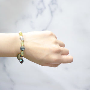 [Open the Jewelry Box!] Water Lotus Dzi Bead x Orange Garnet x Green Garnet Bracelet