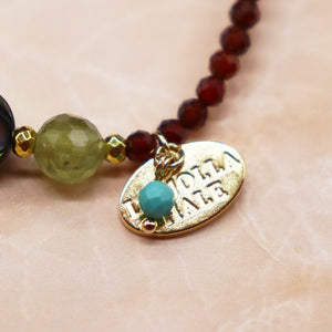 [Open the Jewelry Box!] Water Lotus Dzi Bead x Orange Garnet x Green Garnet Bracelet