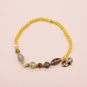 [Open the Jewelry Box!] Three-Eyed Dzi Bead x Green Garnet x Champagne Garnet x Quartzite Bracelet
