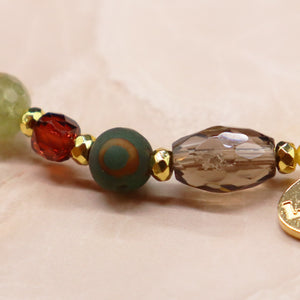 [Open the Jewelry Box!] Three-Eyed Dzi Bead x Green Garnet x Champagne Garnet x Quartzite Bracelet