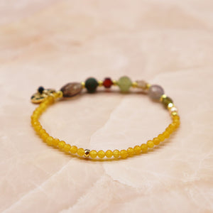 [Open the Jewelry Box!] Three-Eyed Dzi Bead x Green Garnet x Champagne Garnet x Quartzite Bracelet