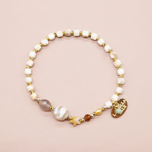 [Open the Jewelry Box!] Water Ripple Dzi Bead x Orange Garnet x Crazy Lace Agate Bracelet