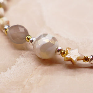 [Open the Jewelry Box!] Water Ripple Dzi Bead x Orange Garnet x Crazy Lace Agate Bracelet