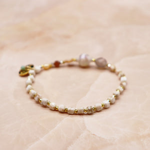 [Open the Jewelry Box!] Water Ripple Dzi Bead x Orange Garnet x Crazy Lace Agate Bracelet