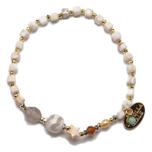 [Open the Jewelry Box!] Water Ripple Dzi Bead x Orange Garnet x Crazy Lace Agate Bracelet