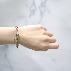 [Open the Jewelry Box!] Tortoiseshell Dzi Bead x Champagne Garnet x Flash Tiger Eye Bracelet