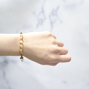 [Open the Jewelry Box!] Tortoiseshell Dzi Bead x Champagne Garnet x Flash Tiger Eye Bracelet