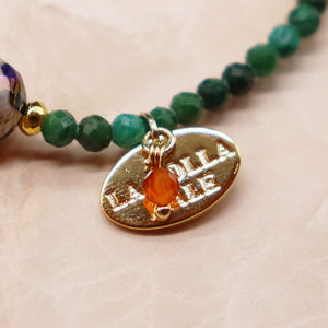 [Open the Jewelry Box!] Tortoiseshell Dzi Bead x Champagne Garnet x Flash Tiger Eye Bracelet