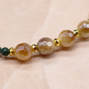 [Open the Jewelry Box!] Tortoiseshell Dzi Bead x Champagne Garnet x Flash Tiger Eye Bracelet