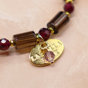 [ONLINE SHOP Exclusive] [Open the Jewelry Box!] Water Ripple Dzi Bead x Rhodolite Garnet x Smoky Quartz x Pearl Bracelet